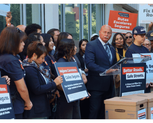 Better Roads, Safe Streets submits over 32,000 signatures to advance transportation measure Mayor of Fresno Jerry Dyer speaking to public during press event announcing the submission of over 32,000 signatures to advance Better Roads Safe Streets transportation measure toward November ballot