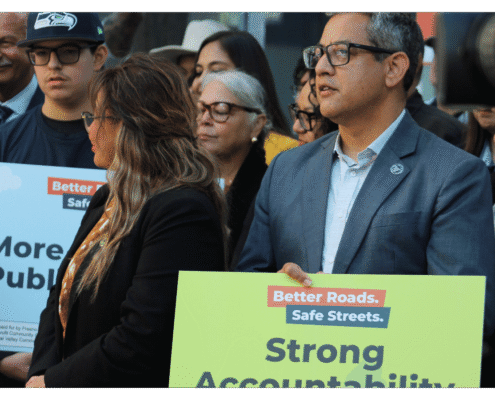 Better Roads, Safe Streets submits over 32,000 signatures to advance transportation measure Miguel Arias of Better Roads Safe Streets holds up a sign "Strong Accountability" outside of the Fresno County Elections Office during press event announcing the submission of over 32,000 signatures to advance transportation measure toward November ballot