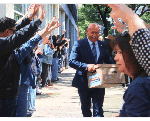 Better Roads, Safe Streets submits over 32,000 signatures to advance transportation measure Mayor of Fresno Jerry Dyer walks one of fifteen boxes comprising of the 32,000 signatures collected by Better Roads, Safe Streets to advance the Better Roads, Safe Streets transportation measure