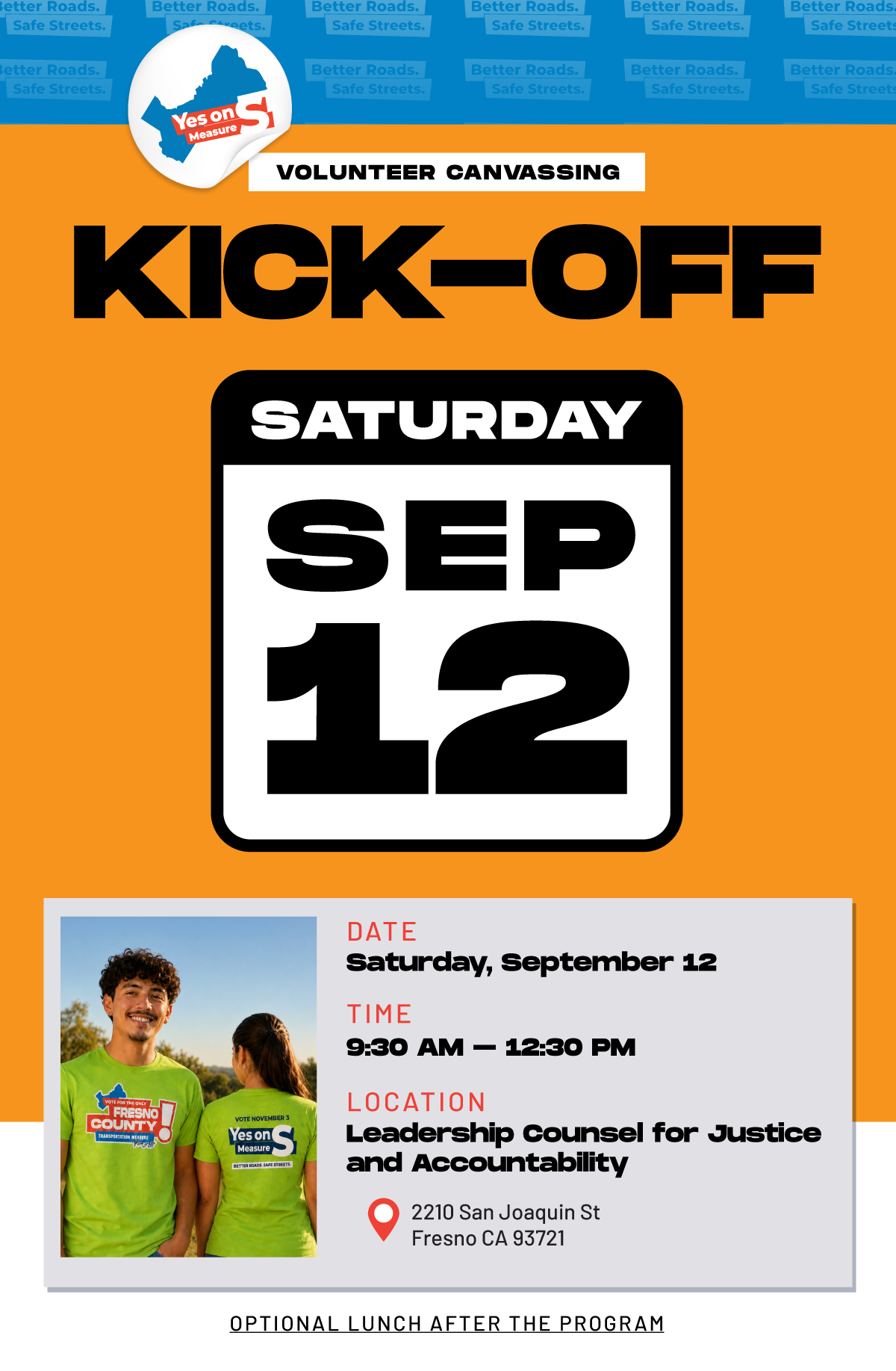 Yes on Measure S Canvassing Kick-Off September 12 Yes on Measure S Canvassing Kick-Off September 12